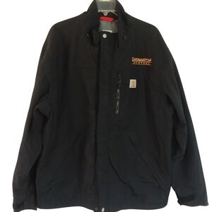 Carhartt Storm Defender Jacket Black‎ Mens L Work *Company logo* No Hood